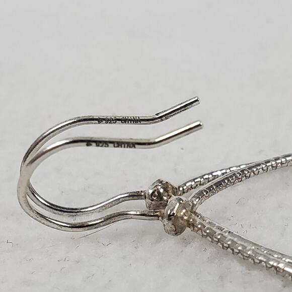 Silpada Sterling Silver "Slimline" Oval Earrings W2214 Teardrop Hoop - Picture 4 of 5